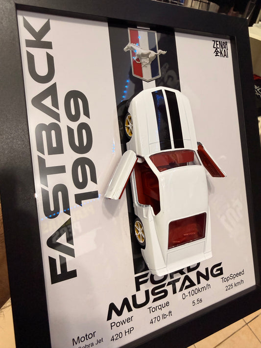 Cuadro con auto a escala Ford Mustang Fastback 1969
