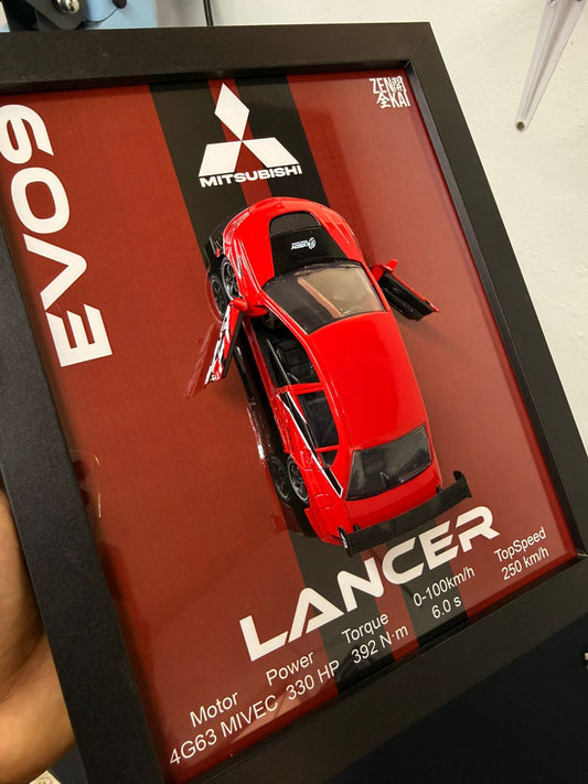 Cuadro con auto a escala Mitsubishi Lancer Evo IX