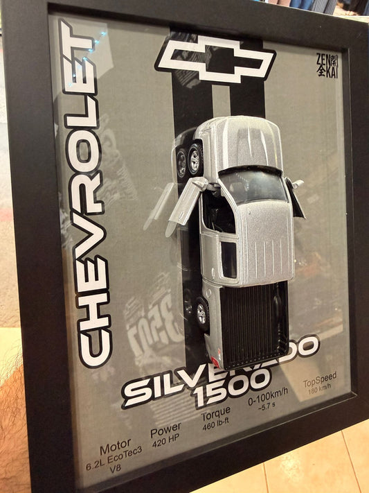 Cuadro con auto a escala Chevrolet Silverado 1500 2017